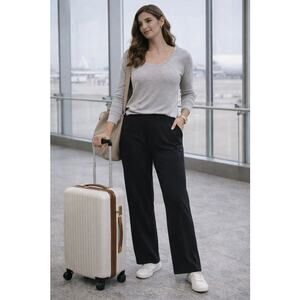 Habitat Womens Quiet Luxury Core Travel Pant S Black Casual Utility Minimalist